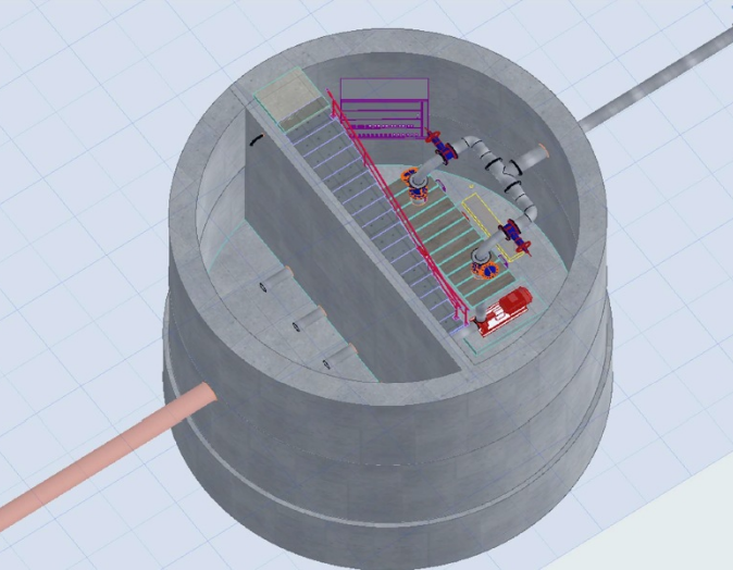bemodellezett átemelő – Bemodellezett átemelő